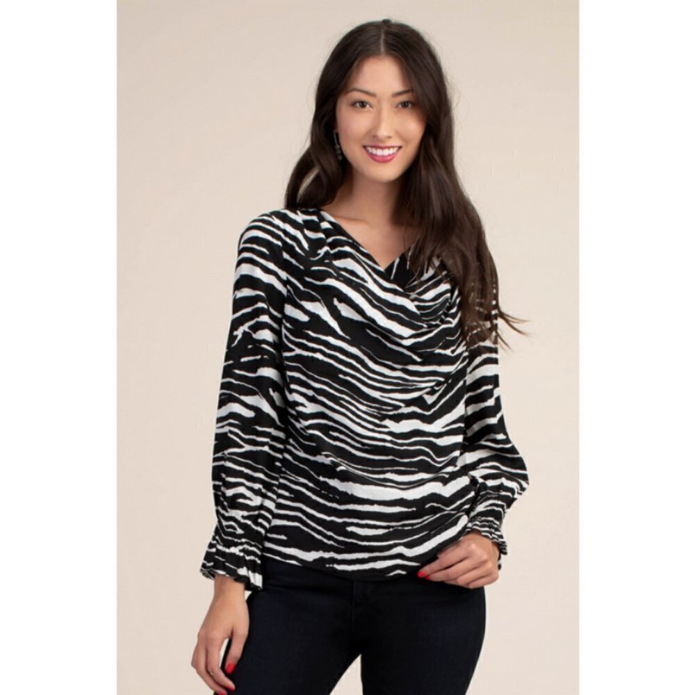 💕TRINA TURK💕 Kyoto Top ~ Print Large L NWT Blouse 100% Silk Crepe de Chine